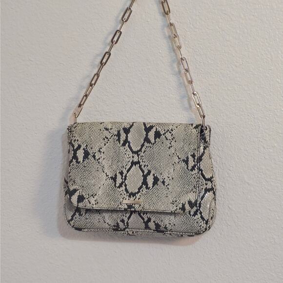 Nine West evening bag Snake Print Genuine Leather Bag Silver Chain Handle - Picture 1 of 10